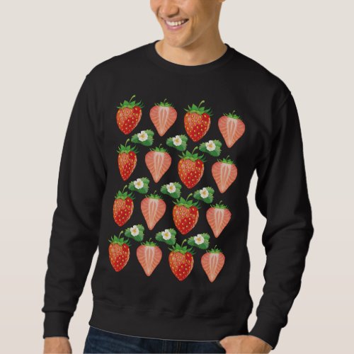 Fruit Lover Vegans Strawberry Pattern Fruitarian S Sweatshirt