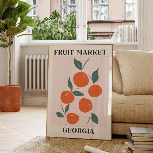 Fruit Market Georgia Orange Peach Food Poster