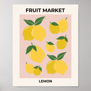 Fruit Market Lemon Print Modern Food Art Abstract