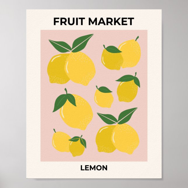 Fruit Market Lemon Print Modern Food Art Abstract (Front)