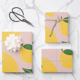 Fruit Market Lemon Print Modern Food Art Abstract Wrapping Paper Sheets