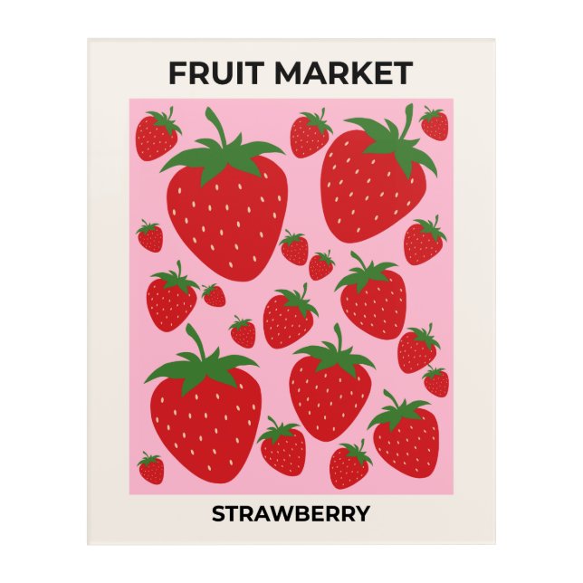 Fruit Market Pink Strawberries Food Art Abstract (Front)