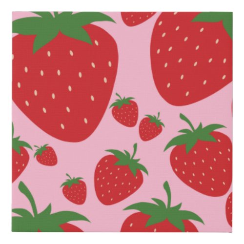 Fruit Market Pink Strawberries Food Art Abstract Faux Canvas Print