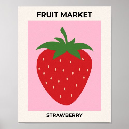 Fruit Market Pink Strawberry Food Art Modern Decor