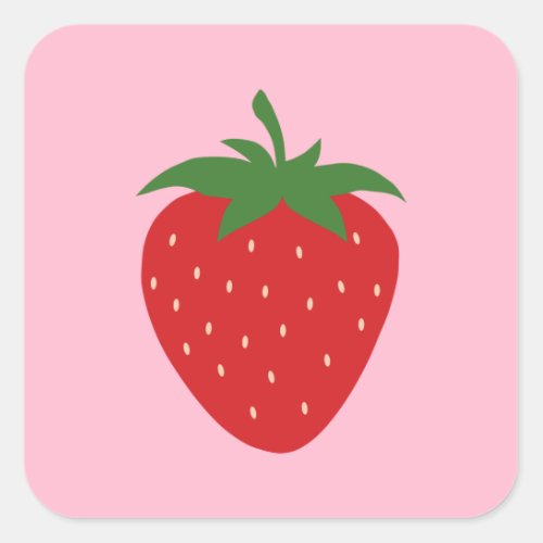 Fruit Market Pink Strawberry Food Art Modern Decor Square Sticker