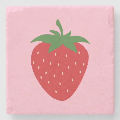 Fruit Market Pink Strawberry Food Art Modern Decor Stone Coaster