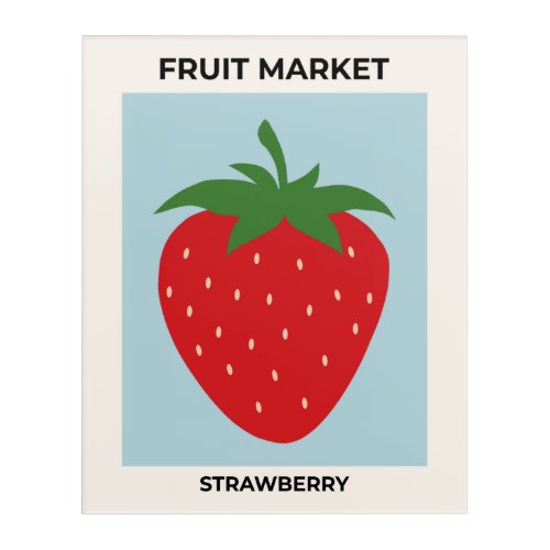 Fruit Market Strawberry Food Art Modern Decor Blue