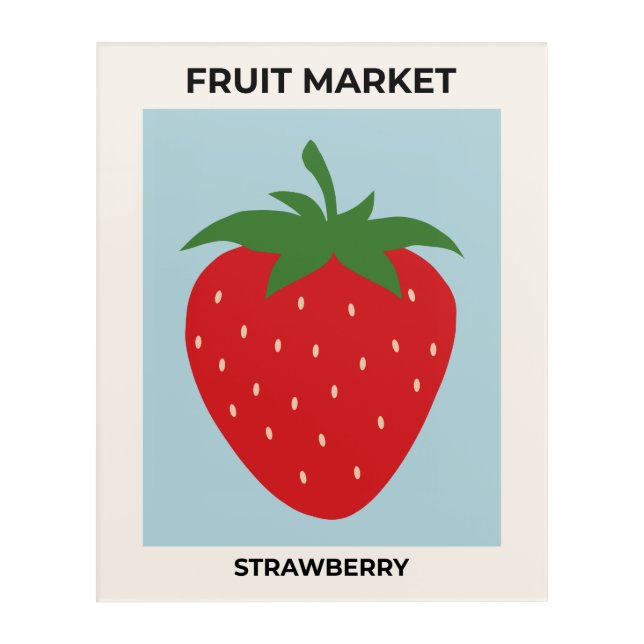 Fruit Market Strawberry Food Art Modern Decor Blue (Front)