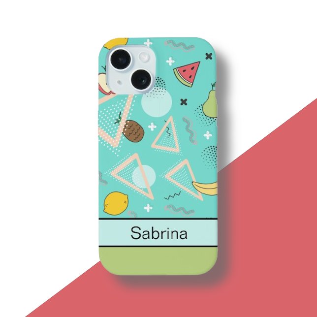 Fruit Memphis Pattern Aqua Iphone Case (Creator Uploaded)