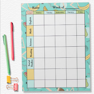 Fruit Memphis Pattern Homework Assignment Notepad
