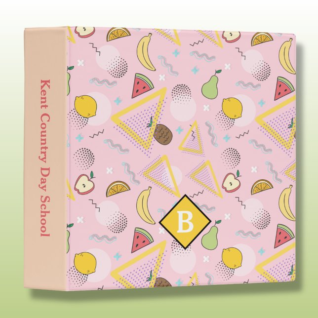 Fruit Memphis Pink Pattern 3 Ring Binder (Creator Uploaded)