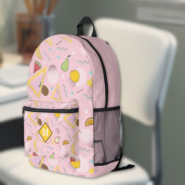 Fruit Memphis Pink Pattern  Printed Backpack (Creator Uploaded)