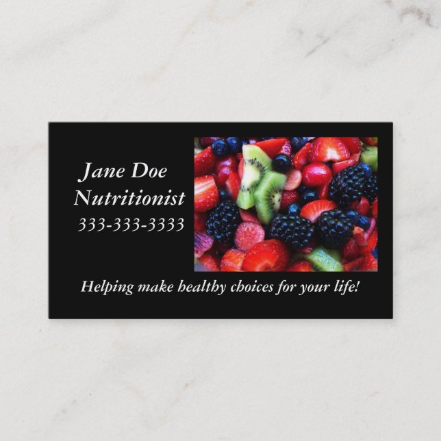 Fruit nutrition card. business card (Front)