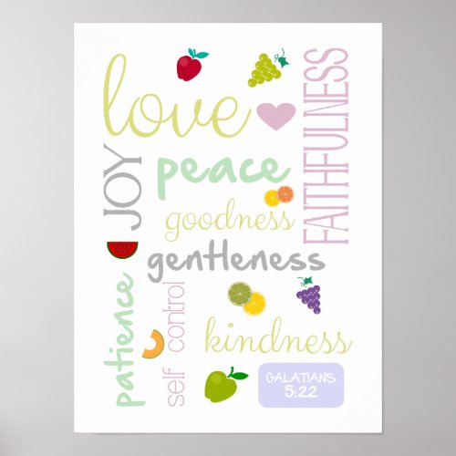 fruit of the Holy Spirit cute christian poster