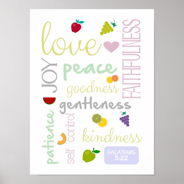 fruit of the Holy Spirit cute christian poster (Front)