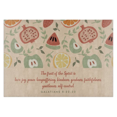 Fruit of the Spirit Abstract Scripture Cutting Board