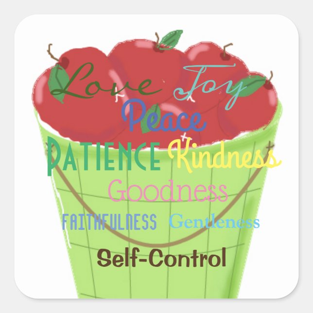 Fruit of the Spirit Basket Square Sticker (Front)