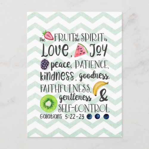 Fruit of the Spirit Bible Verse Christian Postcard