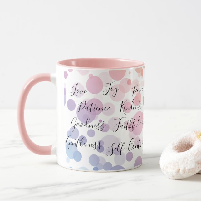 Fruit of the Spirit Bible Verse Quote Christian Mug (With Donut)