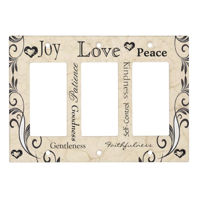 Fruit of the Spirit Bible Verse TRIPLE lightswitch Light Switch Cover (Front)