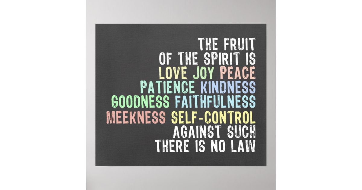 Fruit of the Spirit Chalkboard Look Bible Verse Poster | Zazzle
