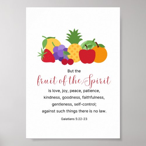Fruit of the Spirit Christian Bible Verse Poster