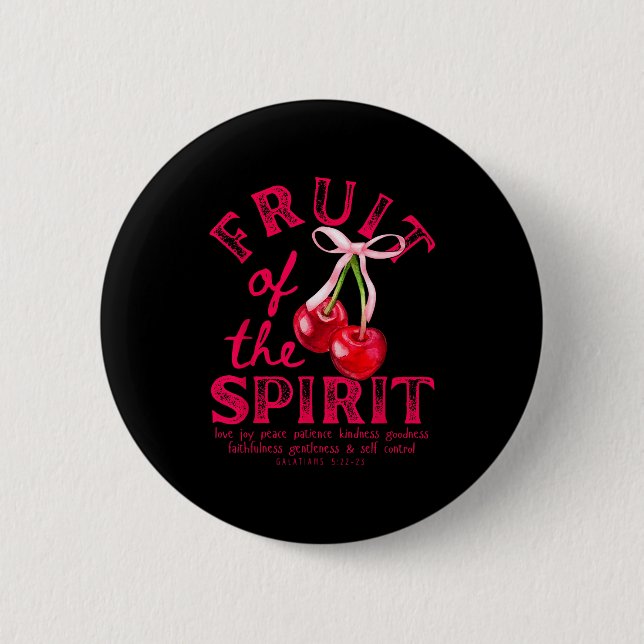 Fruit Of The Spirit Christian Coquette Pink Bow Ch Button (Front)