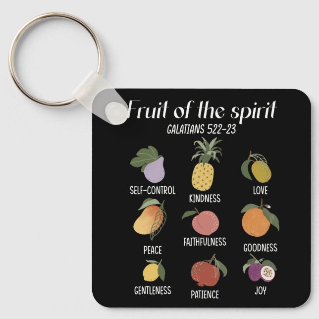 Fruit Of The Spirit Christian Faith Jesus God Love Keychain (Front)