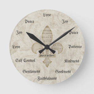 Fruit of the Spirit Christian Virtues Vintage Round Clock