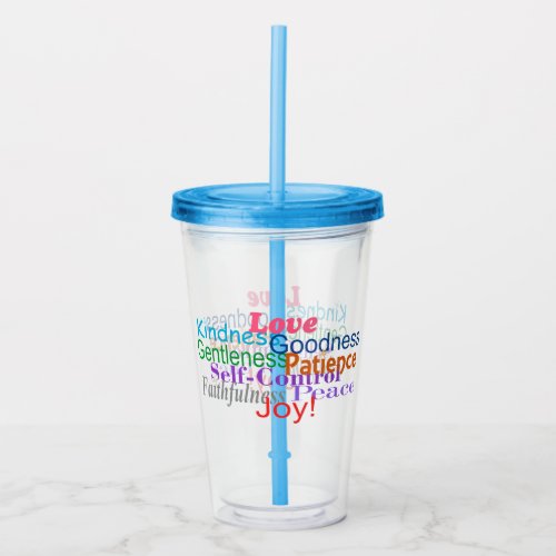 Fruit of the Spirit Colorful Typography Acrylic Tumbler