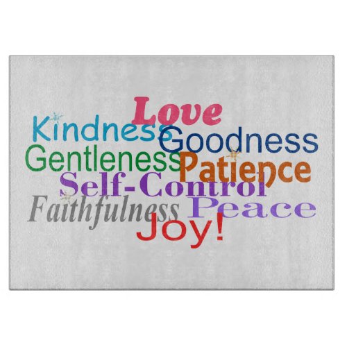 Fruit of the Spirit Colorful Typography Cutting Board