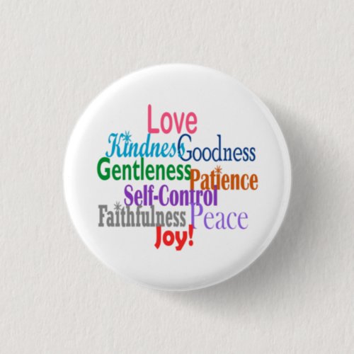 Fruit of the Spirit Colorful Typography Pinback Button