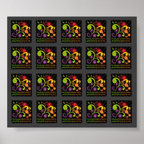 Fruit of the Spirit Decoupage Collage Tile Sheet Poster