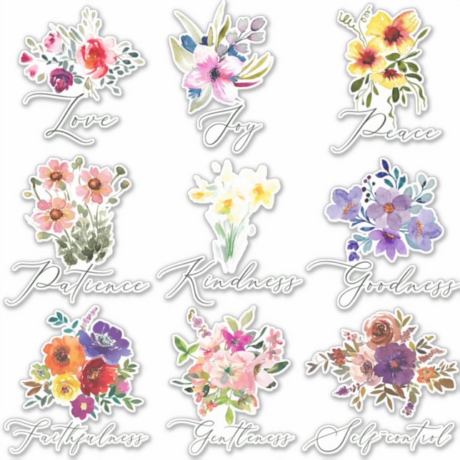 Fruit of the spirit floral set sticker (Front)