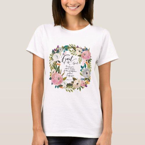 Fruit of the Spirit Floral Watercolor Wreath T_Shirt