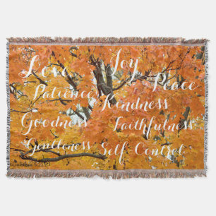 Fruit of the Spirit, Inspirational Christian Fall Throw Blanket