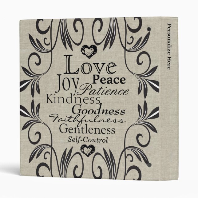 Fruit of the Spirit Linen Look Personalized Recipe Binder (Back/Spine)