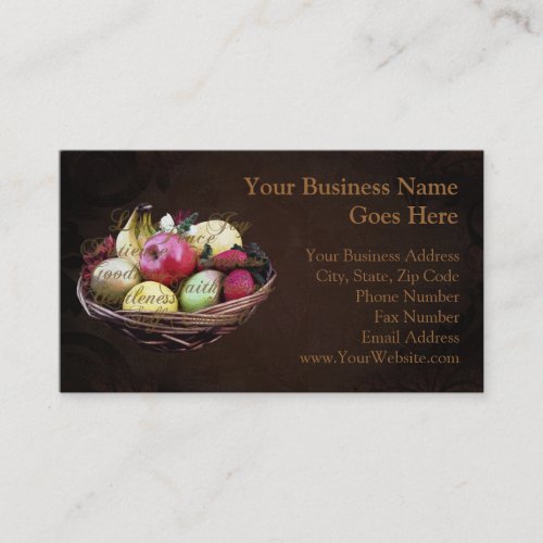 Fruit of the Spirit, Painted Brown Basket Business Card Template