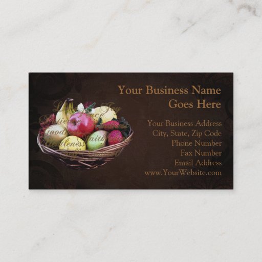 Customizable Fruit of the Spirit, Painted Brown Basket Business Card Template