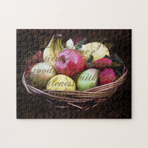 Fruit of the Spirit, Painted Brown Basket Jigsaw Puzzle
