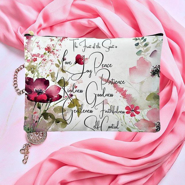 Fruit of the Spirit pink floral Accessory Pouch (Creator Uploaded)