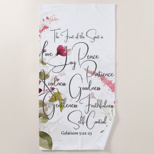 Fruit of the Spirit pink floral Beach Towel