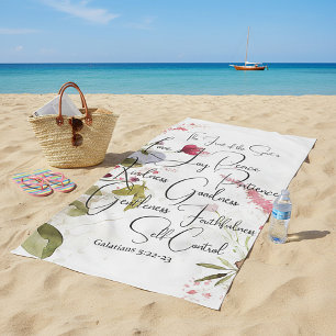 Fruit of the Spirit pink floral Beach Towel