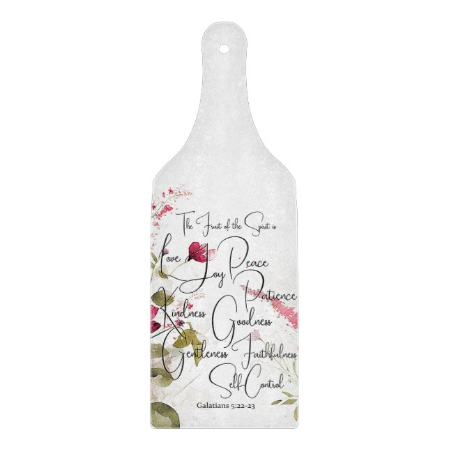 Fruit of the Spirit pink floral Cutting Board (Front)