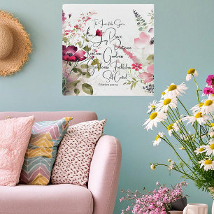 Fruit of the Spirit pink floral Faux Canvas Print