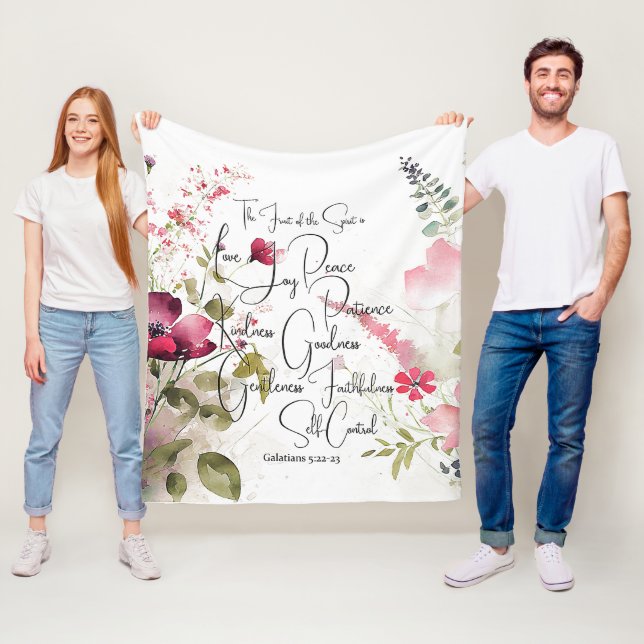 Fruit of the Spirit pink floral Fleece Blanket (In Situ)
