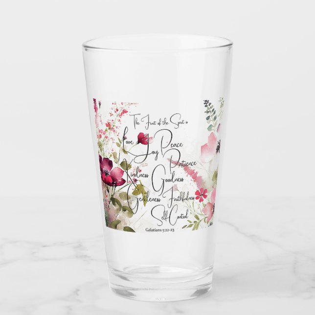 Fruit of the Spirit pink floral Glass (Front)