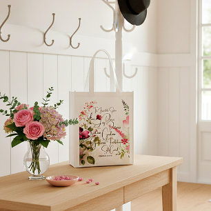Fruit of the Spirit pink floral Grocery Bag