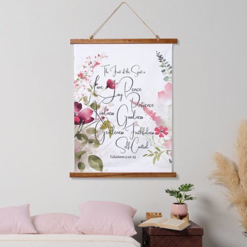 Fruit of the Spirit pink floral Hanging Tapestry