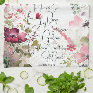 Fruit of the Spirit pink floral Kitchen Towel